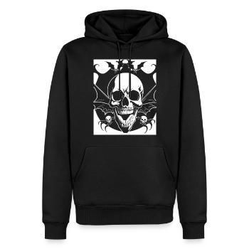 Horreur Crâne Crâne Art Crâne Gothique Heavy Metal - Sweat à capuche Premium bio Homme - noir - Devant - Nico (187cm)