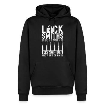 Schlüsseldienst Serrurier Dietrich - Sweat à capuche Premium bio Homme - noir - Devant - Nico (187cm)