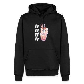 Thé à bulles - Sweat à capuche Premium bio Homme - noir - Devant - Nico (187cm)