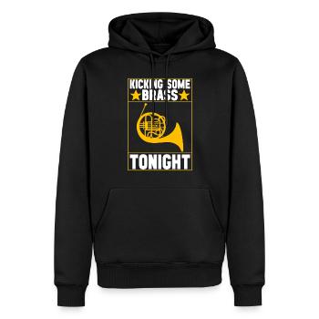 Cuivre à cor - Sweat à capuche Premium bio Homme - noir - Devant - Nico (187cm)