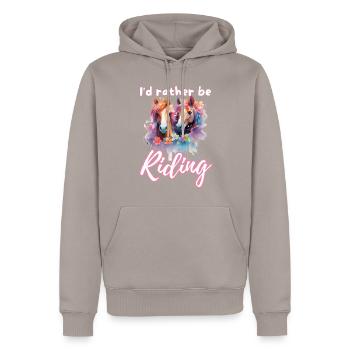 Je préfère monter à cheval fille splash art - Sweat à capuche Premium bio Homme - taupe - Devant - Nico (187cm)