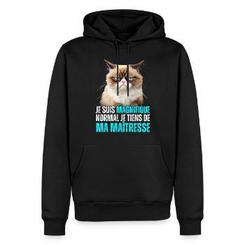 Je suis magnifique normal je tiens de ma - Sweat à capuche Premium bio Homme - noir - Devant - Nico (187cm)