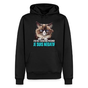 J'ai fait tester ma patience je suis négatif chat - Sweat à capuche Premium bio Homme - noir - Devant - Nico (187cm)