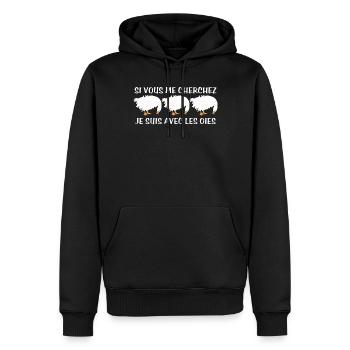 Cadeau agriculteur éleveur de oies - Sweat à capuche Premium bio Homme - noir - Devant - Nico (187cm)