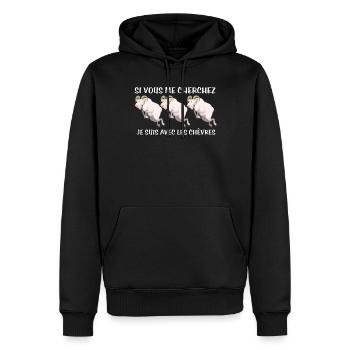 Cadeau agriculteur éleveur de chèvres - Sweat à capuche Premium bio Homme - noir - Devant - Nico (187cm)