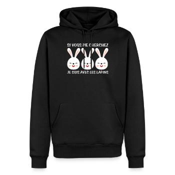 Cadeau agriculteur éleveur de lapins - Sweat à capuche Premium bio Homme - noir - Devant - Nico (187cm)