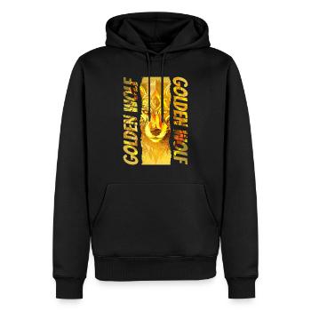 Wolf Wolfskopf Gold Mystisch Natur Wildnis Kunst - Männer Premium Bio Hoodie - Schwarz - Vorne - Nico (187cm)