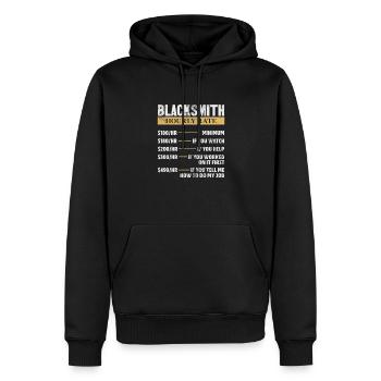 Forgeron - Sweat à capuche Premium bio Homme - noir - Devant - Nico (187cm)