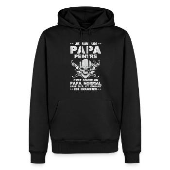 Annonce Grossesse Papa Peintre Bâtiment Humour - Sweat à capuche Premium bio Homme - noir - Devant - Nico (187cm)