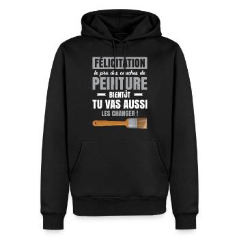 Annonce Grossesse Papa Peintre Bâtiment Humour - Sweat à capuche Premium bio Homme - noir - Devant - Nico (187cm)