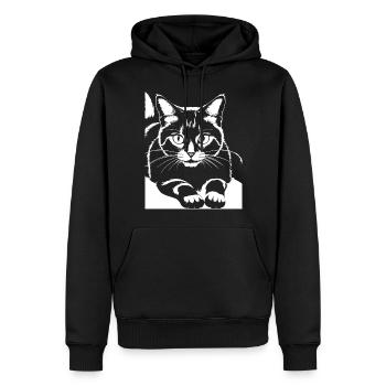 Funny Cat Silhouette Cheeky Fun Cats - Men’s Premium Organic Hoodie - black - Front - Nico (187cm)