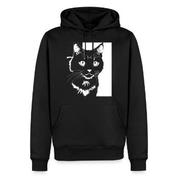 Lustige Katzensilhouette Freche Spaßkatzen - Männer Premium Bio Hoodie - Schwarz - Vorne - Nico (187cm)