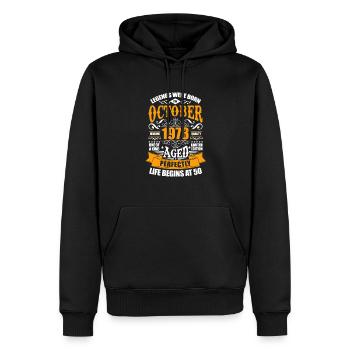 October 1973 50th birthday 50 years gift - Men’s Premium Organic Hoodie - black - Front - Nico (187cm)