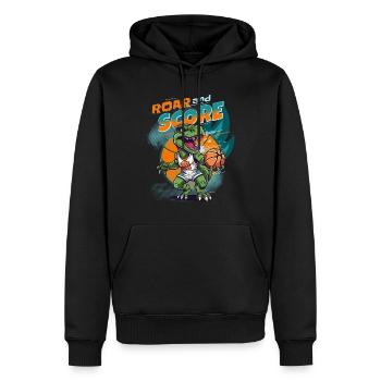 Basketball Dino T-Rex Spieler Sport Comic Cartoon - Männer Premium Bio Hoodie - Schwarz - Vorne - Nico (187cm)