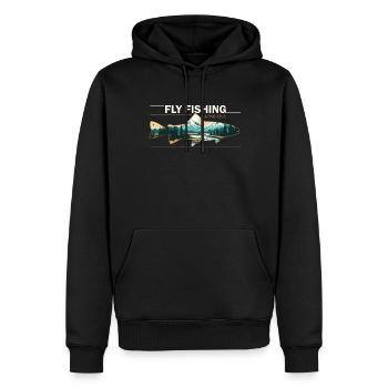 Pêche à la truite rétro dans le Montana - Sweat à capuche Premium bio Homme - noir - Devant - Nico (187cm)
