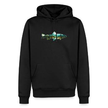 Pêche à la mouche de la truite : l’amour rétro pour le - Sweat à capuche Premium bio Homme - noir - Devant - Nico (187cm)