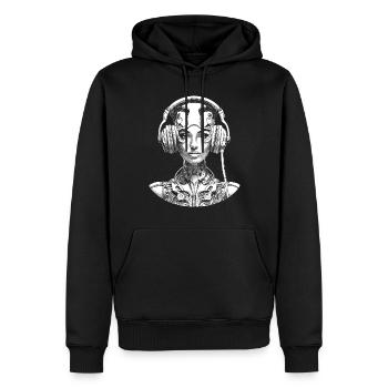 Cyborg-Frauendesign T-Shirt: Sci-Fi Gamer Style - Männer Premium Bio Hoodie - Schwarz - Vorne - Nico (187cm)