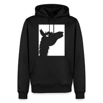 Funny Llama Silhouette Cheeky Fun Llamas - Men’s Premium Organic Hoodie - black - Front - Nico (187cm)