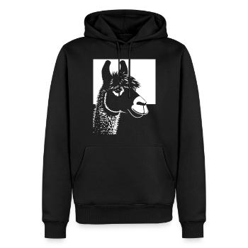 Lustige Lama-Silhouette Freche Spaß-Lamas - Männer Premium Bio Hoodie - Schwarz - Vorne - Nico (187cm)
