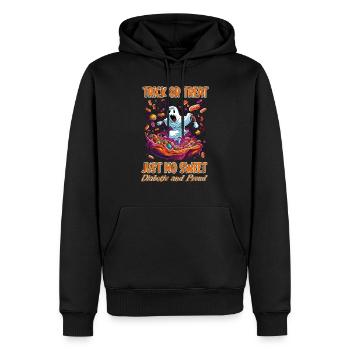 Des bonbons ou des friandises pas trop sucrés pour - Sweat à capuche Premium bio Homme - noir - Devant - Nico (187cm)