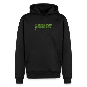 Hacker - Männer Premium Bio Hoodie - Schwarz - Vorne - Nico (187cm)