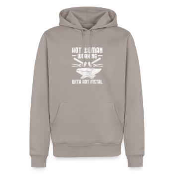 Blacksmith - Men’s Premium Organic Hoodie - taupe - Front - Nico (187cm)
