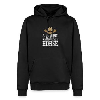 Cow-boy - Sweat à capuche Premium bio Homme - noir - Devant - Nico (187cm)