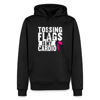 Drapeau agitant la fanfare garde de couleur - Sweat à capuche Premium bio Homme - noir - Devant - Nico (187cm)