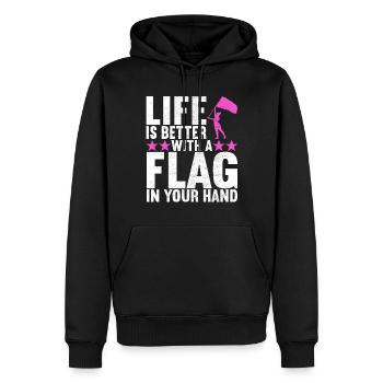 Drapeau agitant la fanfare garde de couleur - Sweat à capuche Premium bio Homme - noir - Devant - Nico (187cm)