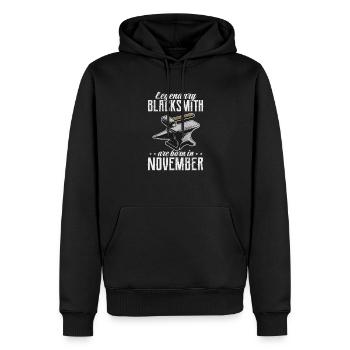 Forgeron - Sweat à capuche Premium bio Homme - noir - Devant - Nico (187cm)