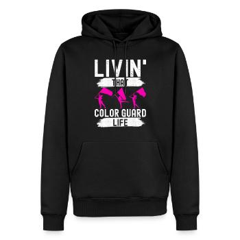 Drapeau agitant la fanfare garde de couleur - Sweat à capuche Premium bio Homme - noir - Devant - Nico (187cm)