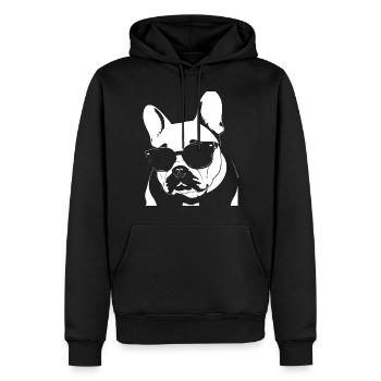 Funny French Bulldog with Sunglasses French Bulld - Men’s Premium Organic Hoodie - black - Front - Nico (187cm)