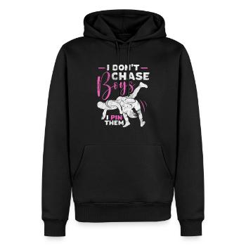Lutte - Sweat à capuche Premium bio Homme - noir - Devant - Nico (187cm)