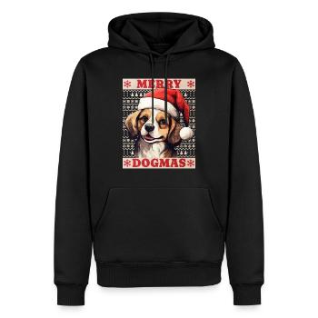 Chien Noël laid joyeux dogmes père Noël chapeau - Sweat à capuche Premium bio Homme - noir - Devant - Nico (187cm)