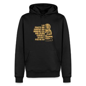 Méditation - Sweat à capuche Premium bio Homme - noir - Devant - Nico (187cm)