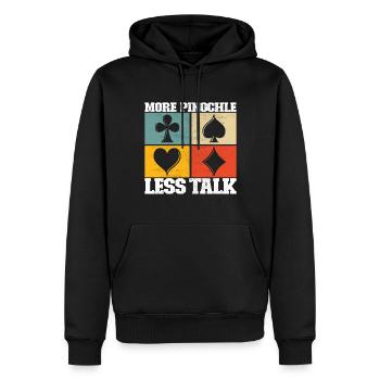 Binokel Pinochle - Männer Premium Bio Hoodie - Schwarz - Vorne - Nico (187cm)