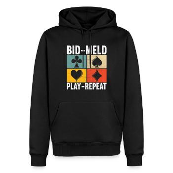 Binokel Pinochle - Männer Premium Bio Hoodie - Schwarz - Vorne - Nico (187cm)