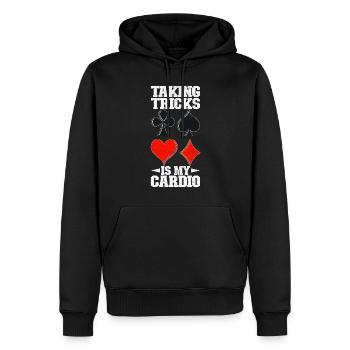 Binocular Pinochle - Men’s Premium Organic Hoodie - black - Front - Nico (187cm)