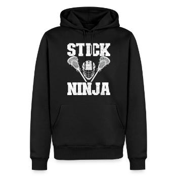Crosse Joueurs de crosse - Sweat à capuche Premium bio Homme - noir - Devant - Nico (187cm)