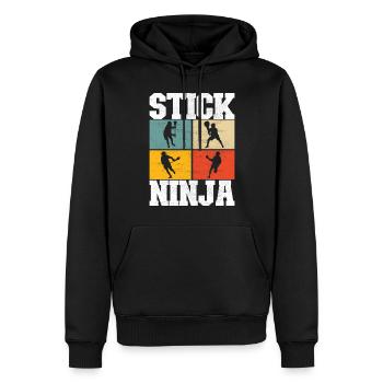 Crosse Joueurs de crosse - Sweat à capuche Premium bio Homme - noir - Devant - Nico (187cm)