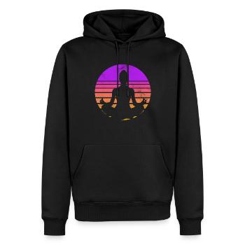 Méditation - Sweat à capuche Premium bio Homme - noir - Devant - Nico (187cm)