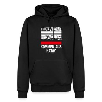 Hatay Frau Geschenk Spruch - Männer Premium Bio Hoodie - Schwarz - Vorne - Nico (187cm)