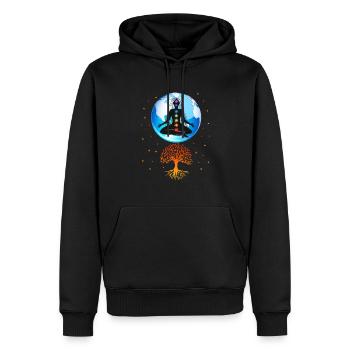 Méditation méditer Zen Yoga cadeau - Sweat à capuche Premium bio Homme - noir - Devant - Nico (187cm)