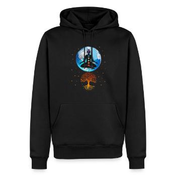 Méditation - Sweat à capuche Premium bio Homme - noir - Devant - Nico (187cm)
