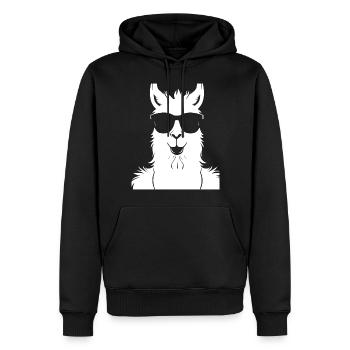 Lustiges Alpaka mit Sonnenbrille Coole Alpakas - Männer Premium Bio Hoodie - Schwarz - Vorne - Nico (187cm)