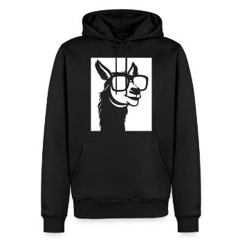 Funny Alpaca Wearing Sunglasses Cool Alpacas - Men’s Premium Organic Hoodie - black - Front - Nico (187cm)