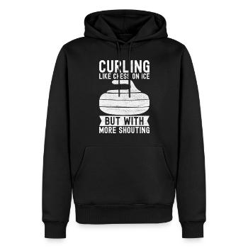 Joueurs de curling - Sweat à capuche Premium bio Homme - noir - Devant - Nico (187cm)