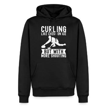 Joueurs de curling - Sweat à capuche Premium bio Homme - noir - Devant - Nico (187cm)