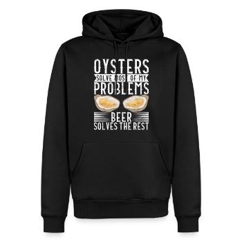 Huîtres Amateurs d’huîtres - Sweat à capuche Premium bio Homme - noir - Devant - Nico (187cm)