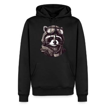 Pilote de raton laveur - Sweat à capuche Premium bio Homme - noir - Devant - Nico (187cm)